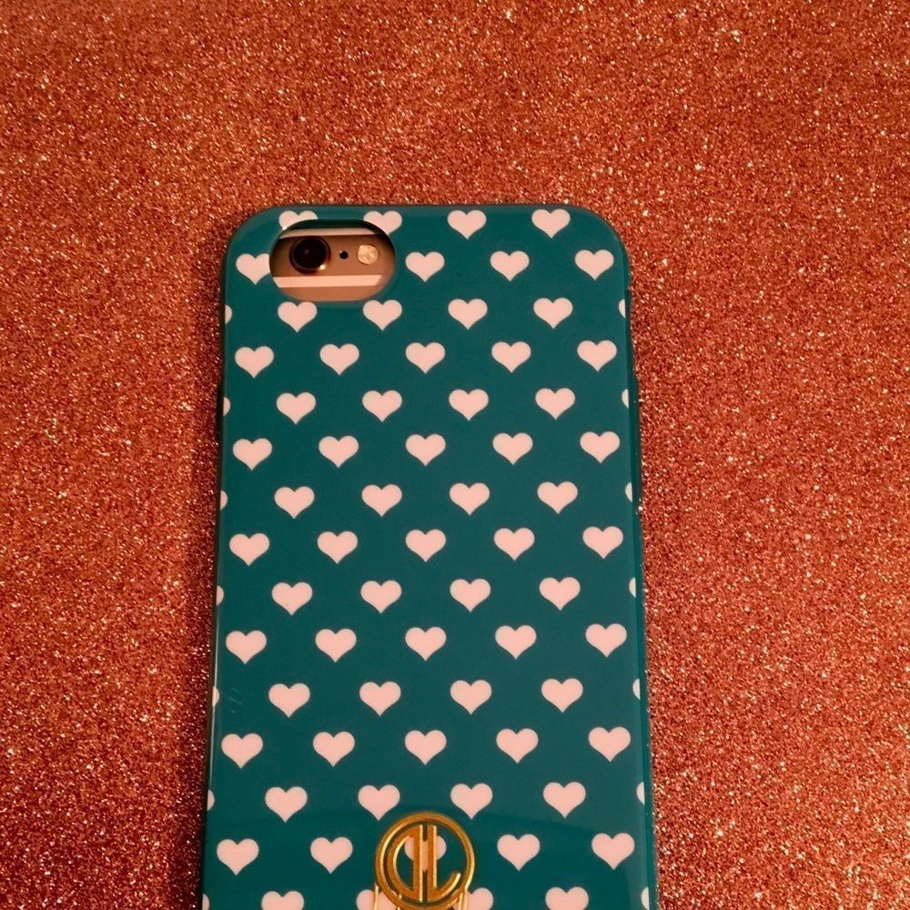 Dabney Lee  iPhone 6/6S CaseTurquoise with white hearts  EUC